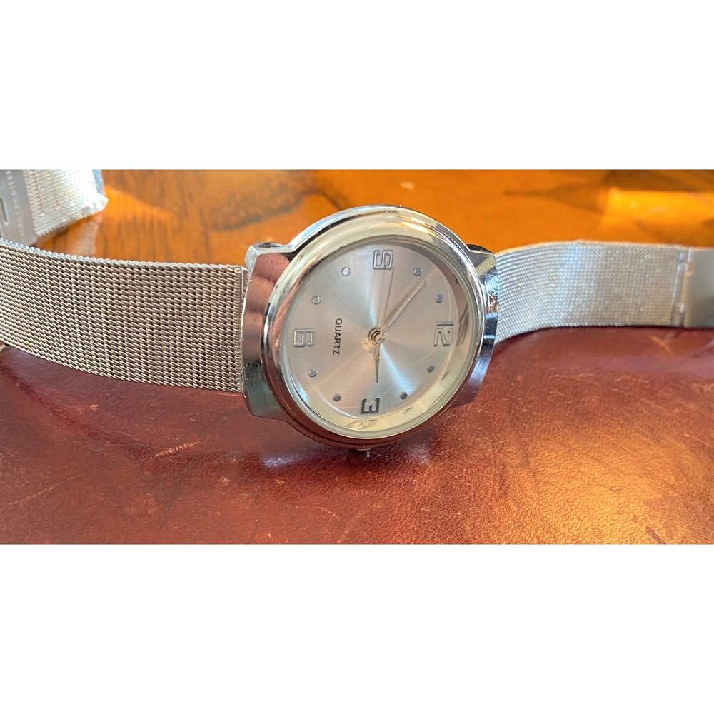 Unisex 35mm Silver Tone Chatelaine Watch, Adjustable Mesh Band - Picture 2 of 3